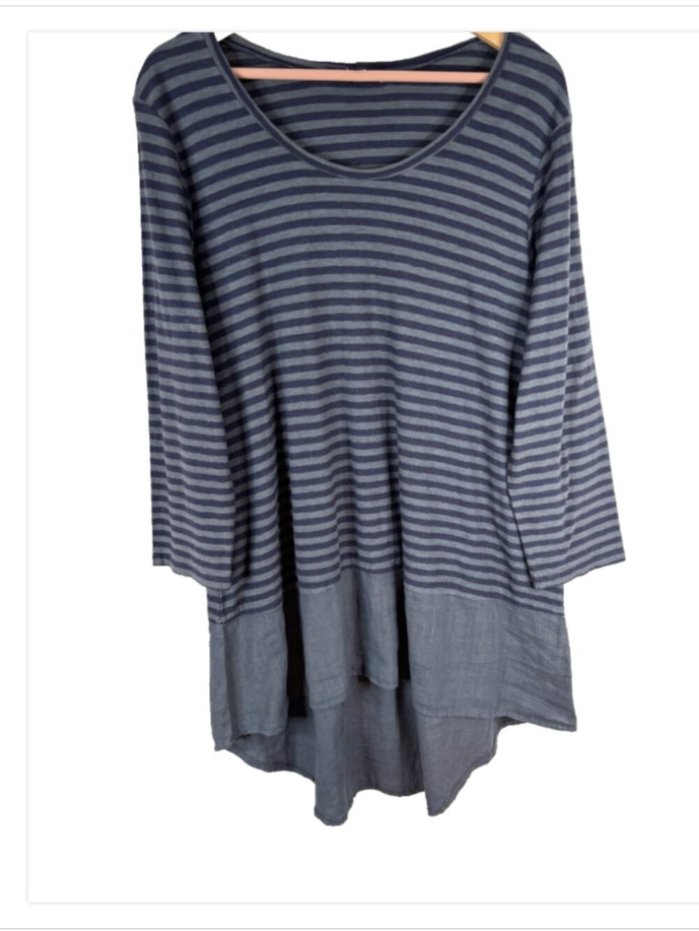 Cut Loose Stripe Linen Tunic XL Long Sleeve Coastal Artsy Lagenlook Whimsigoth